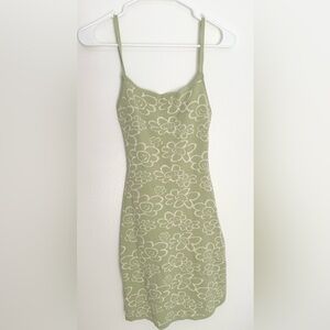 Forever 21 Happy Face Floral Print Knit Sweater Bodycon Dress Size Small